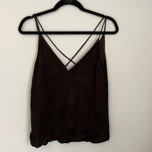 Black H&M Strappy back tank top with subtle flower